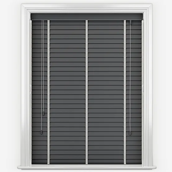 Dalby Graphite Grey With Dove Tapes Wooden Venetian Blinds