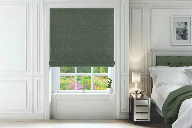 Atrani Green - Luxury Basketweave Roman Blind