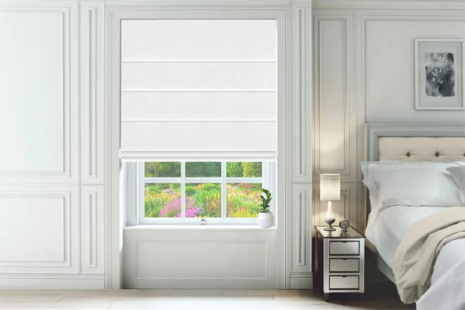 Etna Frost White - Basketweave Roman Blind
