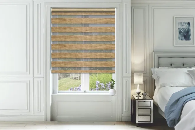 Bliss Latte - Day And Night Blind With Box Weave Voile