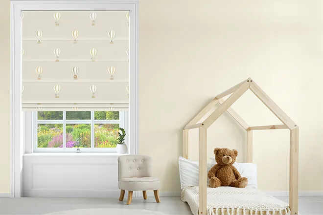 Sophie Allport Bears & Balloons Sand - Designer Roman Blind