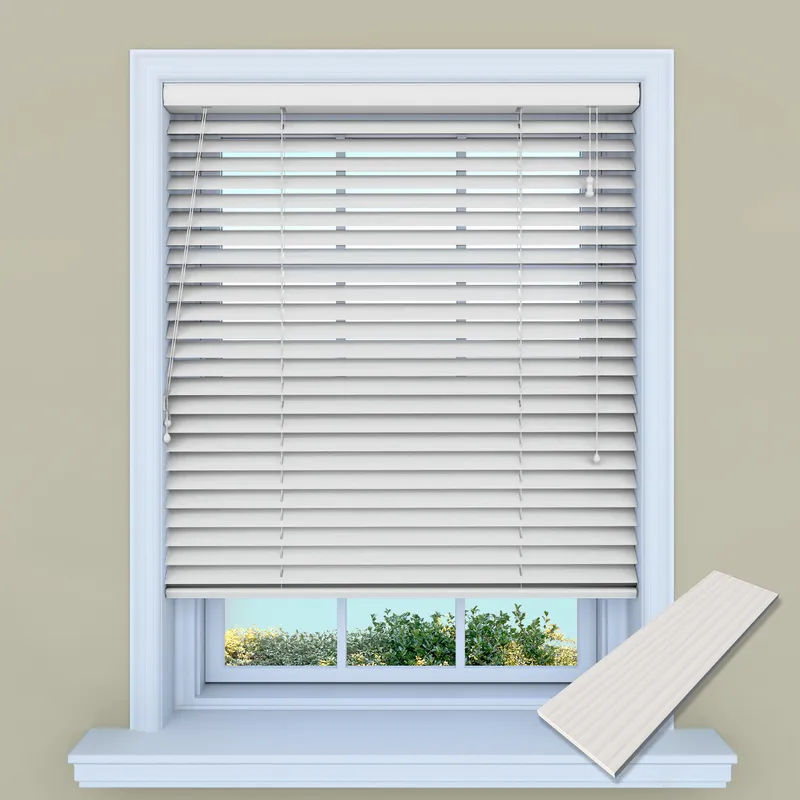 Cotton Faux Wood Kitchen Blinds