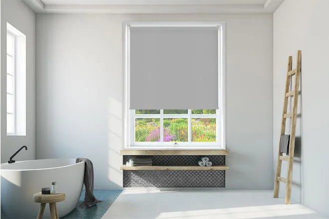 Laura Light Grey - Twist Fit No Drill Waterproof Roller Blind
