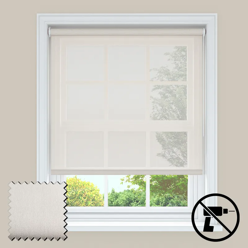 Delicate Frost No Drill Voile Roller Blinds