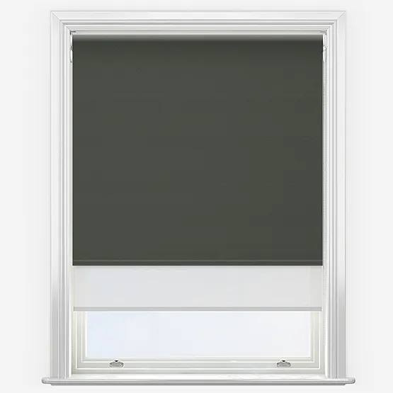 Double Roller Supreme Blackout Shadow Grey & White Double Roller Blind