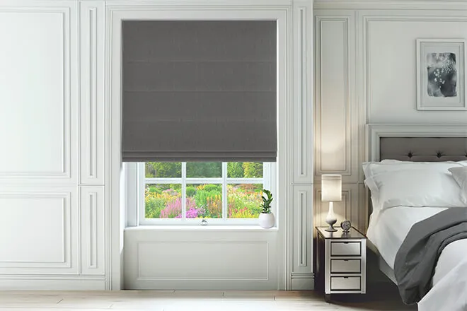 Tuscan Charcoal - Woven Roman Blind