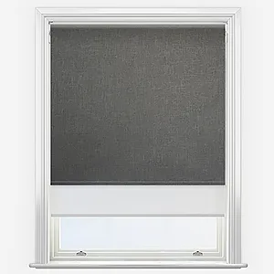 Leniro Blackout Mole Grey & White Double Roller Blind