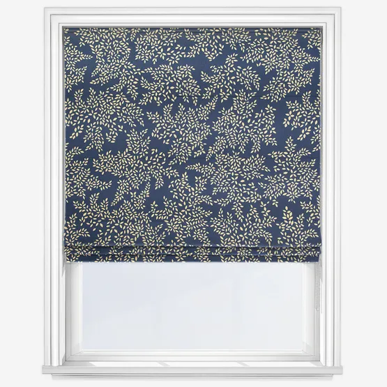 Sara Miller Little Leaves Smokey Blue Roman Blind