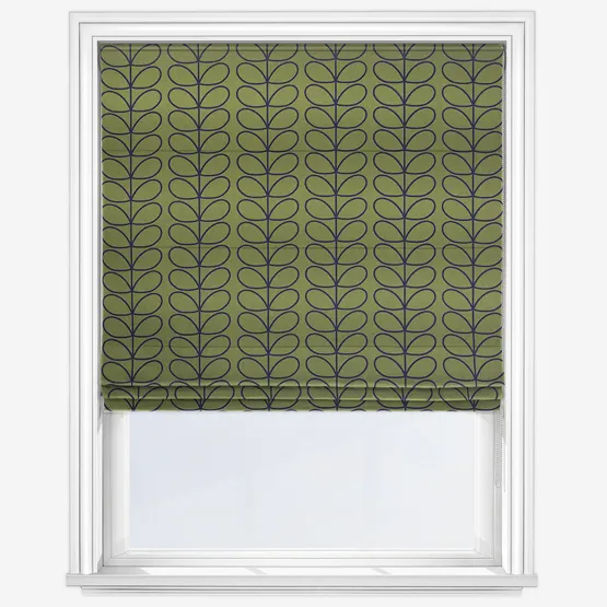 Orla Kiely Linear Stem Olive And Black Roman Blind