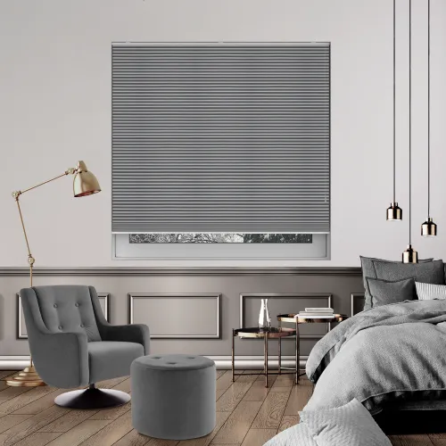 Free Hanging Vexia Blackout Grey Dawn Honeycomb Pleated Blind