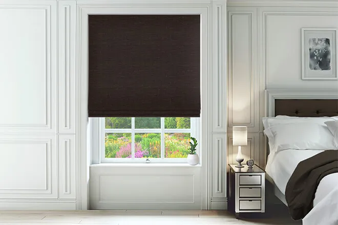 Knowles Chocolate Brown - Woven Roman Blind