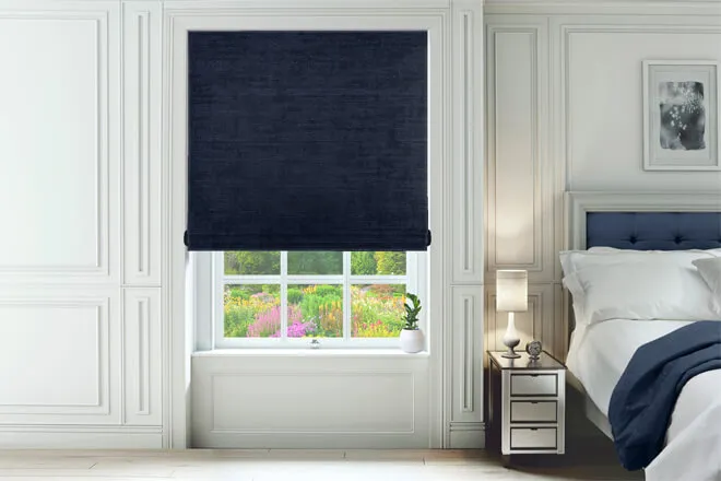Isola Navy - Luxury Chenille Roman Blind