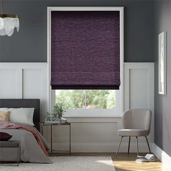 Plush Chenille Amethyst Roman Blind