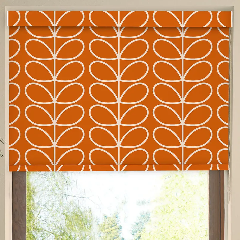 Orla Kiely Jumbo Linear Stem Made To Measure Blackout Roller Blind Persimmon
