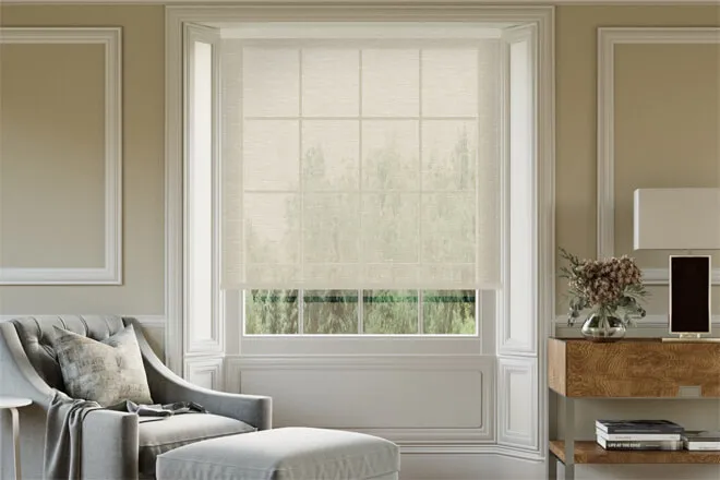 Logan Cream - Textured Herringbone Voile Roller Blind