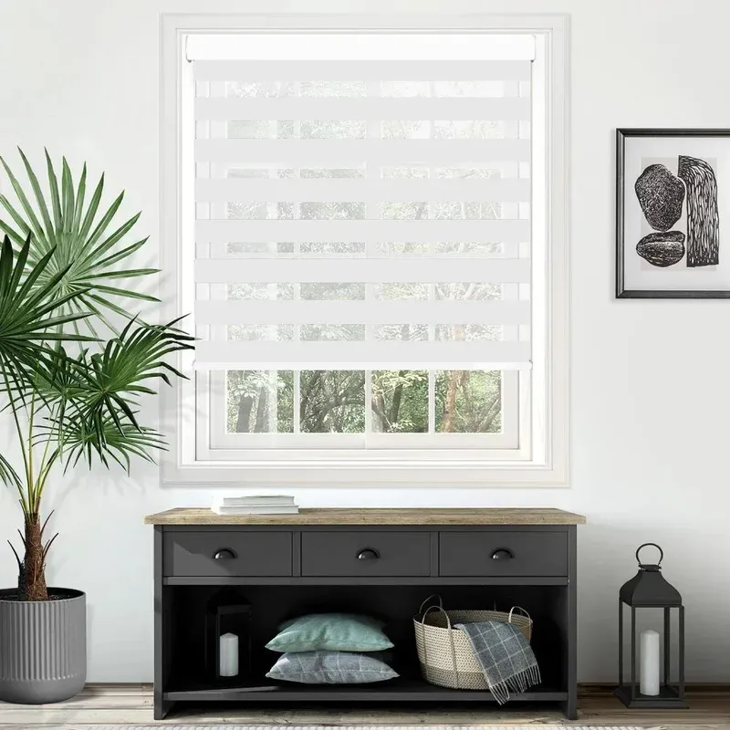 Plain Soft White Day And Night Blinds