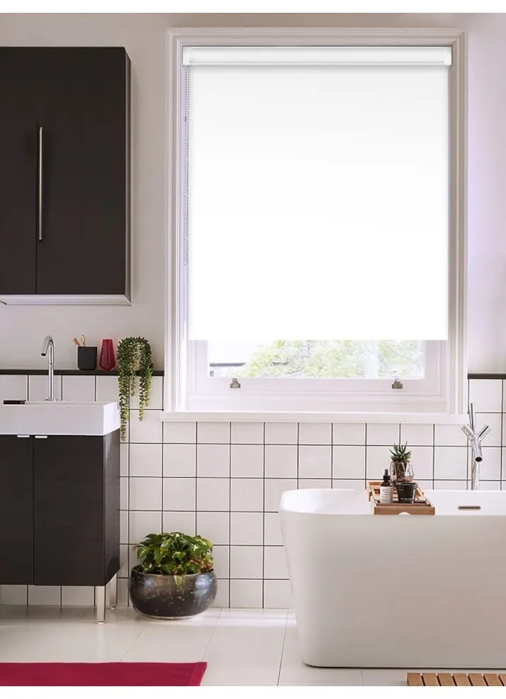 White Waterproof Bathroom Grip Fit Roller Blind