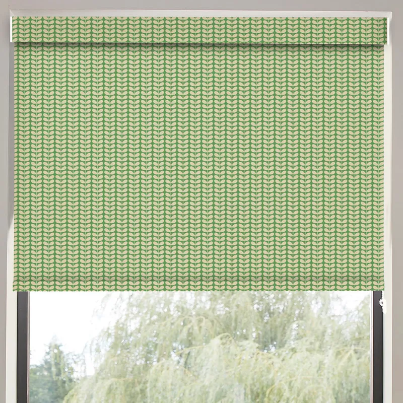 Orla Kiely Tiny Stem Made To Measure Blackout Roller Blind Green