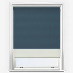 Supreme Blackout Prussian Blue & Cream Double Roller Blind