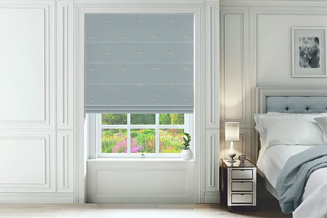 Sophie Allport Hare Teal Blue - Designer Roman Blind