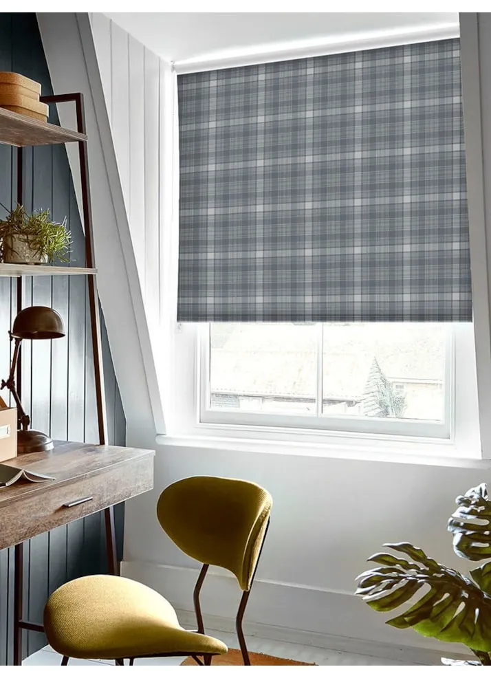 Wallace Check Metal Grey Roller Blind