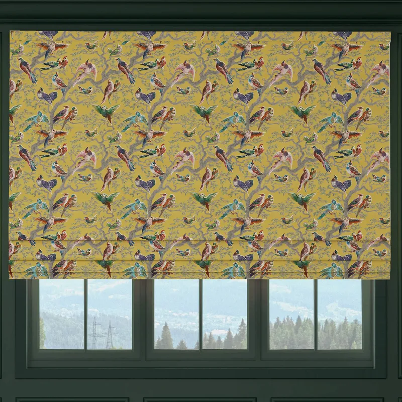 House Llewelyn-bowen Birdity Absurdity Printed Made To Measure Roman Blind Yellow