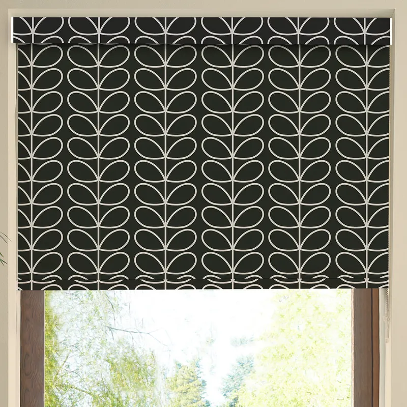 Orla Kiely Linear Stem Made To Measure Blackout Roller Blind Liquorice