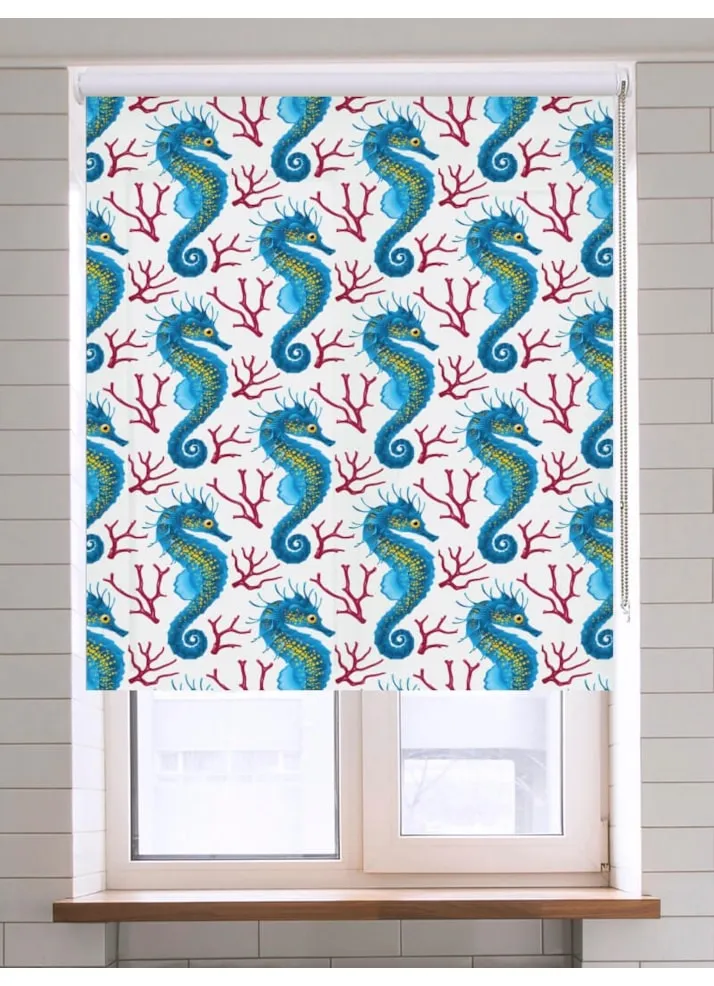 Seahorse Blue Roller Blind