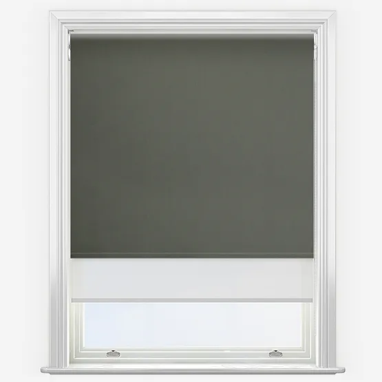 Double Roller Fusion Blackout Slate Grey & White Double Roller Blind