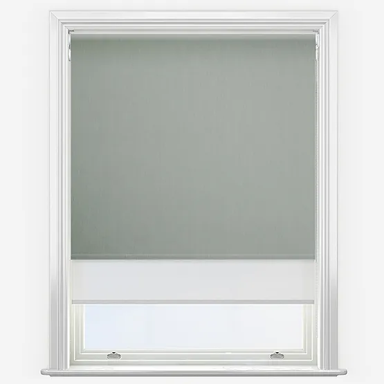 Double Roller Fusion Blackout Cool Grey & White Double Roller Blind