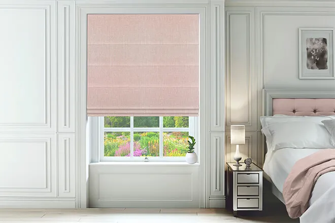 Octavia Pink - Designer Basketweave Roman Blind