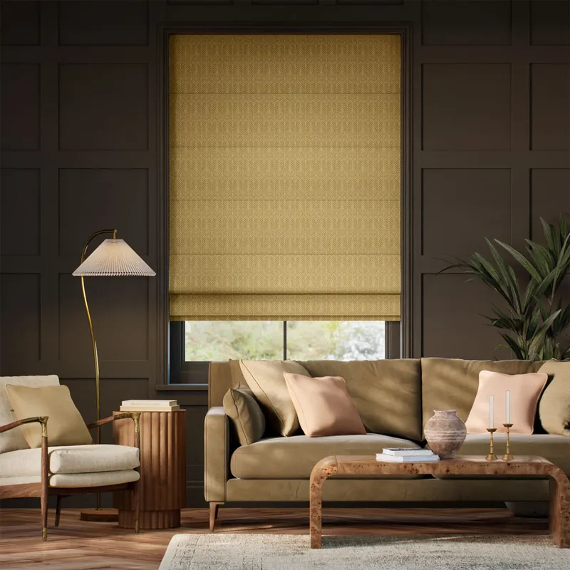 Quill Feather Gold Roman Blind