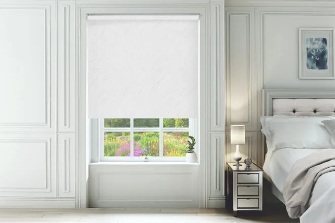 Leon White - Sheen Shadow Pattern Blackout Roller Blind