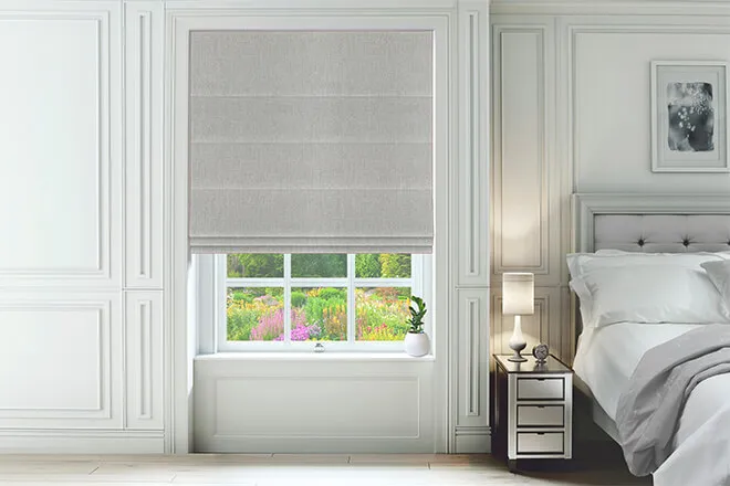 Octavia Grey - Designer Basketweave Roman Blind