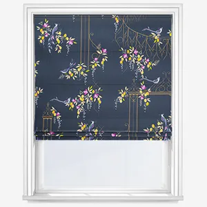 Sara Miller Birds & Gate Deep Navy Roman Blind