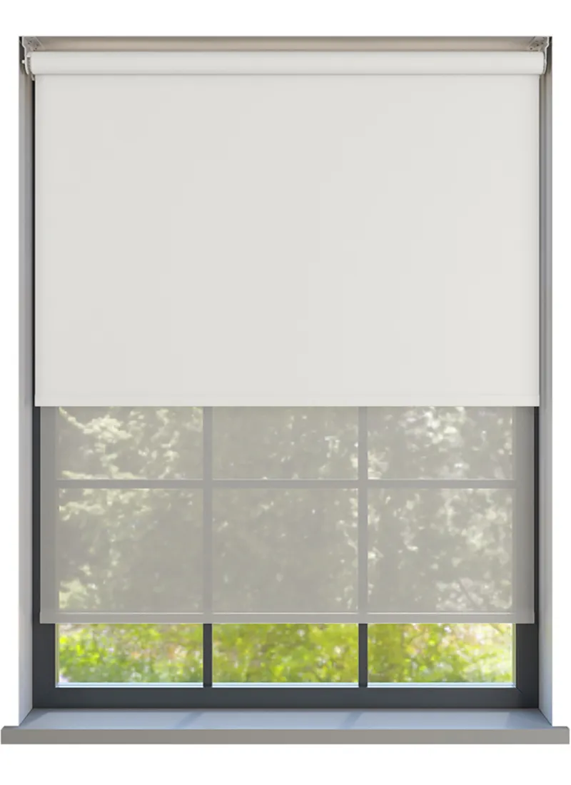 Amor White Lotus With Haze Soft Grey Double Roller Blind
