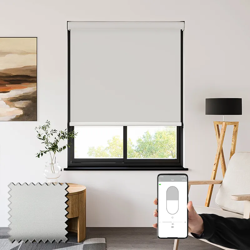 Pvc Blackout Light Grey Electric Battery Powered Roller Blinds