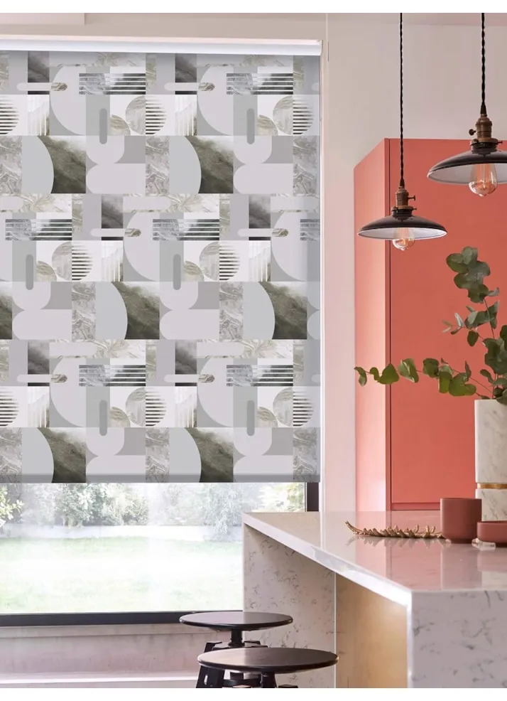 Connect Grey Geometric Roller Blind