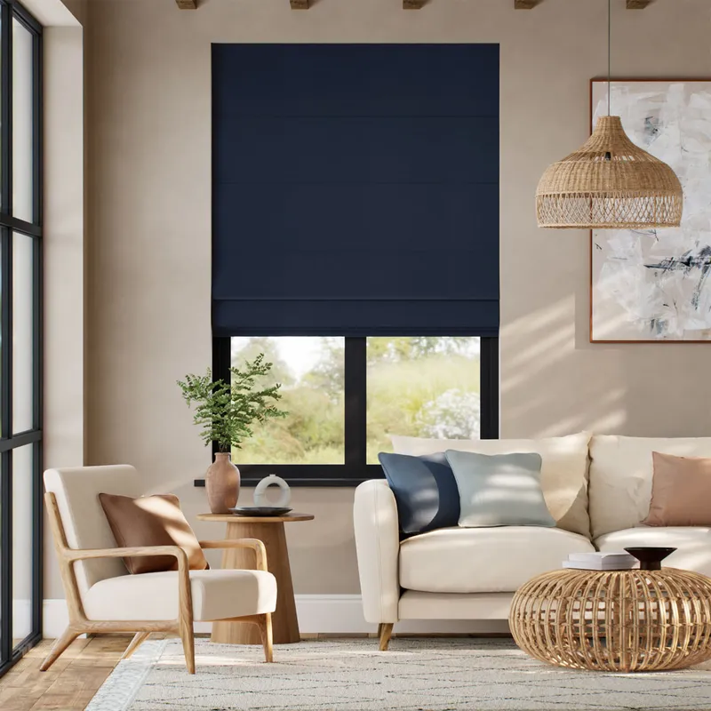 Bijou Linen Navy Roman Blind
