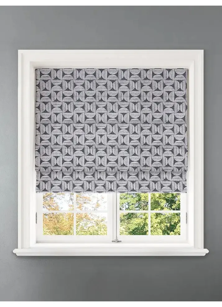 Penthouse Crescent Mono Geometric Pattern Roman Blind