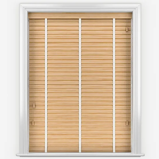 Bamboo Natural With White Tapes Wooden Venetian Blinds