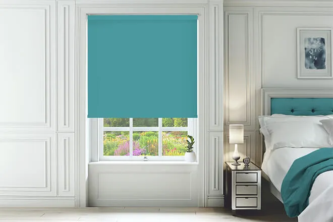 Cambridge Safe+ Turquoise - Fire Retardant & Moisture Resistant Blackout Roller Blind
