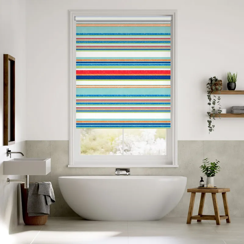 Calcutta Stripe Seaside Blue Roller Blind