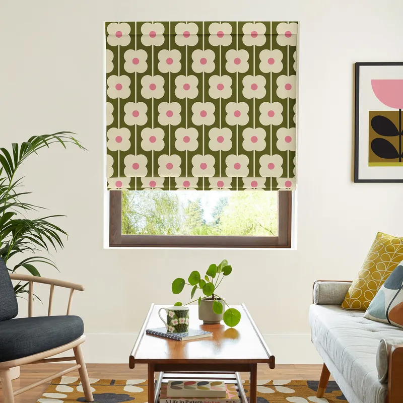 Orla Kiely Abacus Flower Made To Measure Roman Blind Seagrass