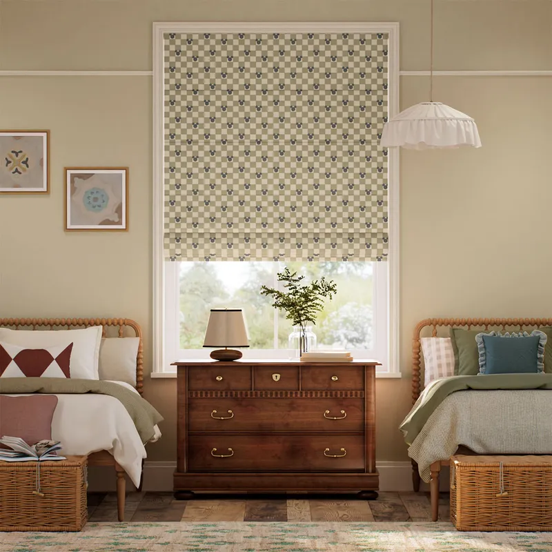 Mickey Checks Sage Roman Blind