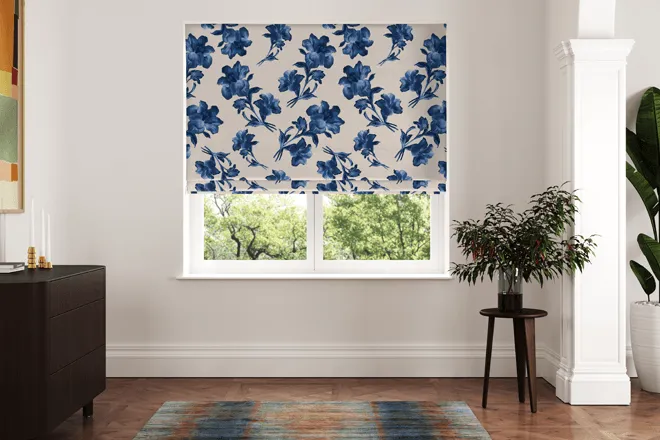 Ted Baker Midnight Garden Blue - Designer Roman Blind
