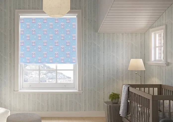 Little Bear Blue Cotton - Roller Blind