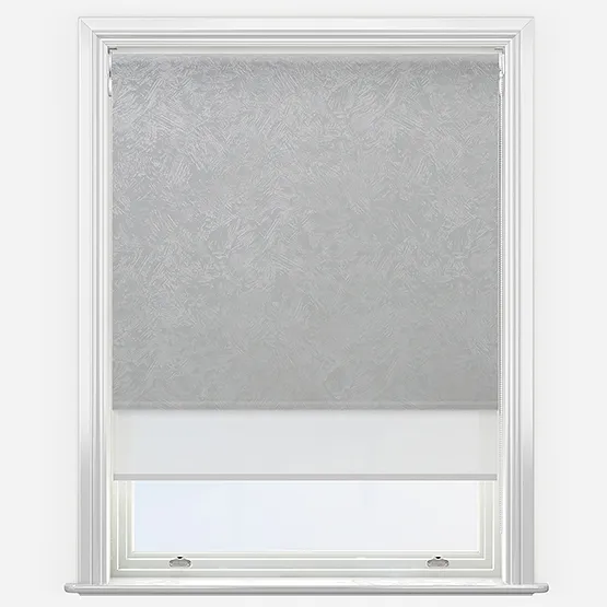 Double Roller Romany Light Grey White Double Roller Blind
