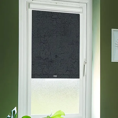 Boston Fr Black (Moisture Resistant) Perfect Fit Blackout Roller Blinds
