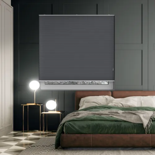 Free Hanging Dovestone Blackout Anthracite Honeycomb Pleated Blind